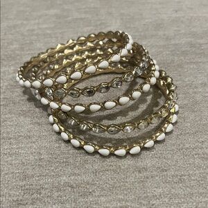 Elegant Gold and White Bangle Set